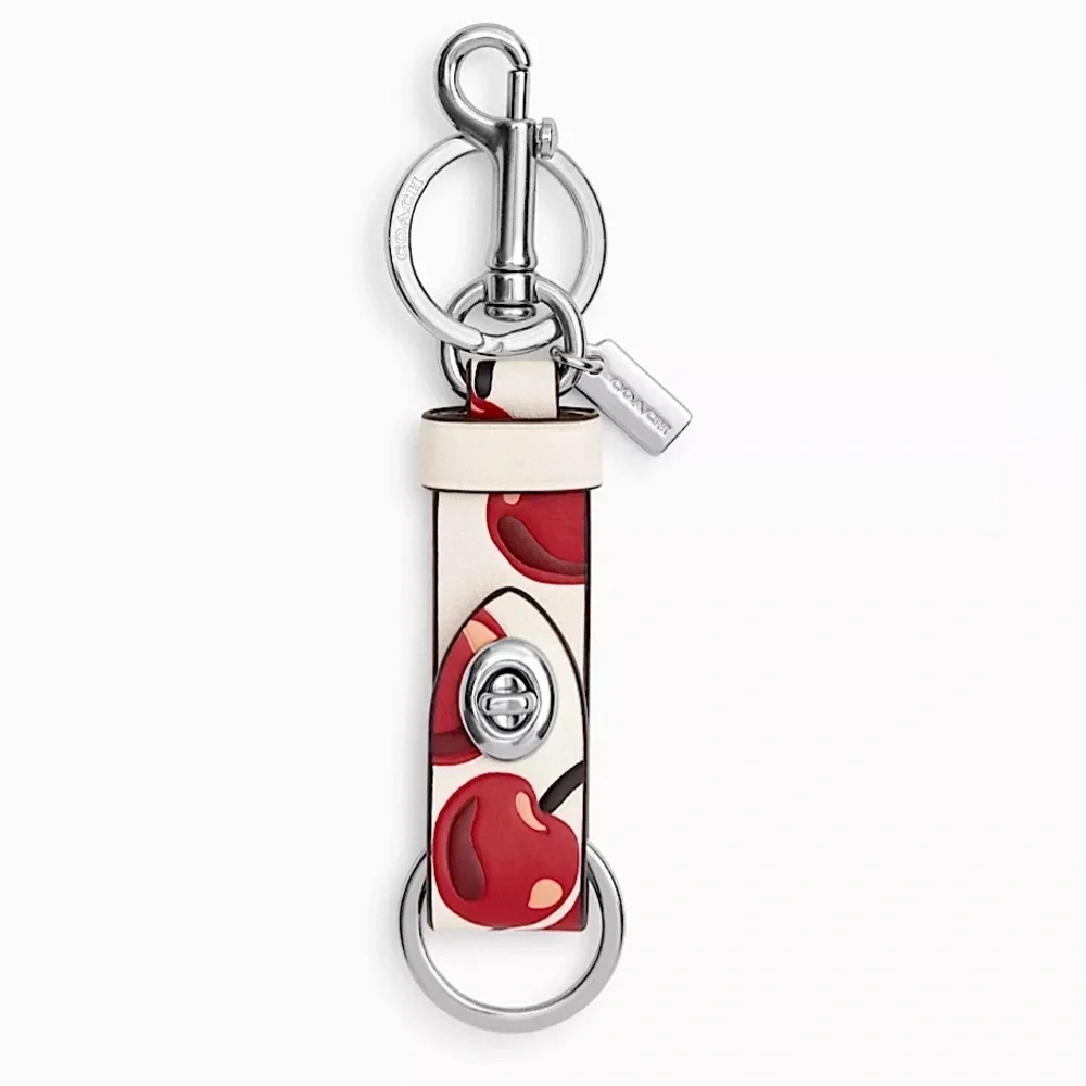 NWT! COACH Trigger Snap Bag Charm w Cherry Print CZ088